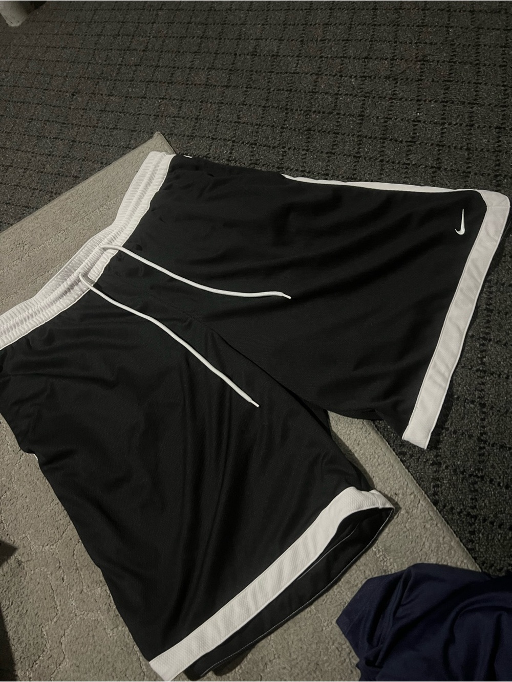 Nike Men’s Black Athletic Shorts with White Waistband and Trim